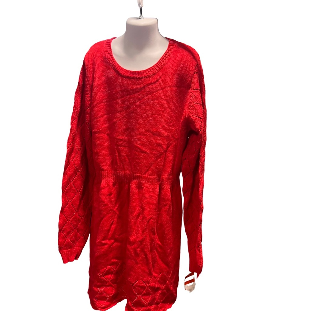 Cat And Jack Red Long Sleeve Sweater Dress Size L 10/12